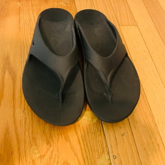 OOFOS OOriginal Sandals Navy Blue Mens 11 Womens 13 Thong Flip Flop - Picture 14 of 16